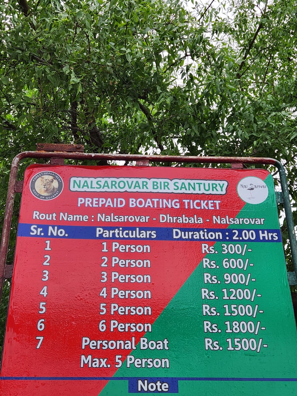 Nalsarovar Boat ride rates Price